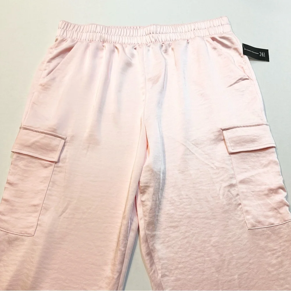 INC Pink Satin Jogger Pants Cargo Pockets, New w/ Tags, Size XL - Picture 3 of 15